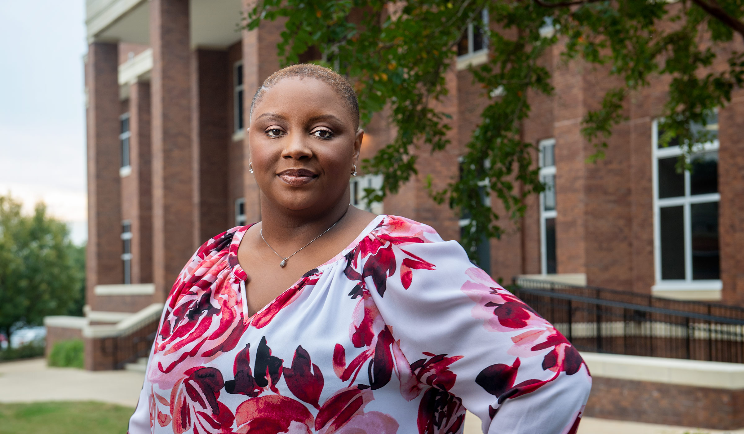 LaShan Simpson, pictured outside of MSU&#039;s Ag &amp; Bio Engineering Building