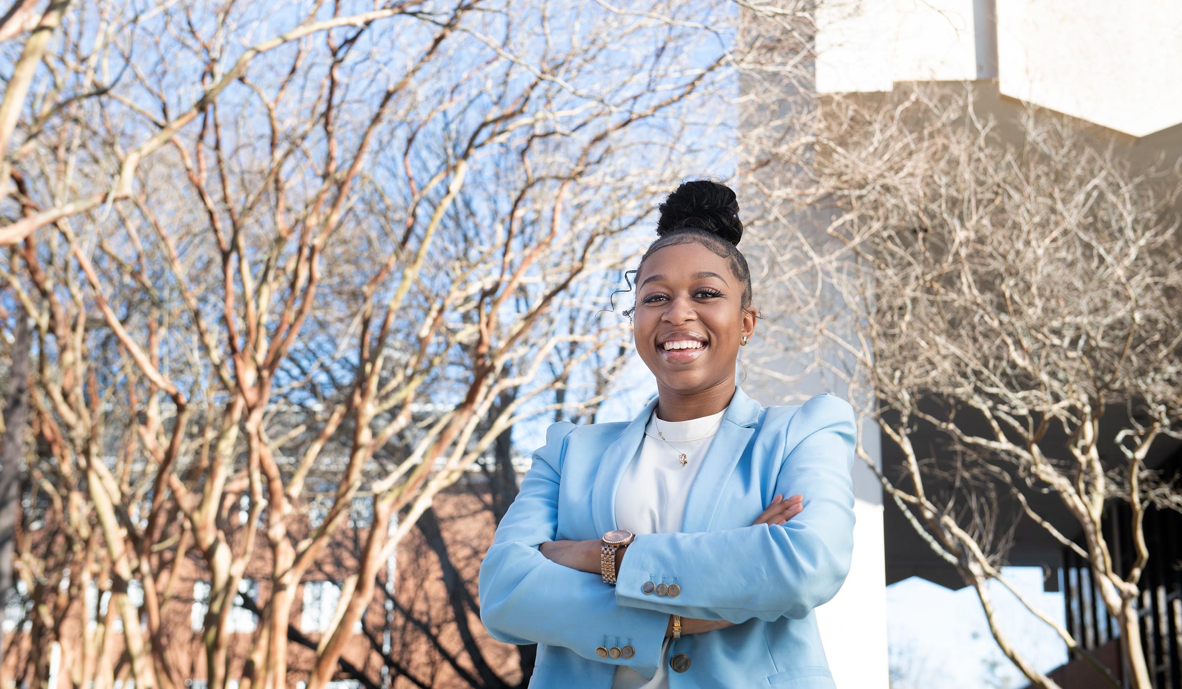 Alexis Jackson, pictured outside of Allen Hall on the MSU campus. 