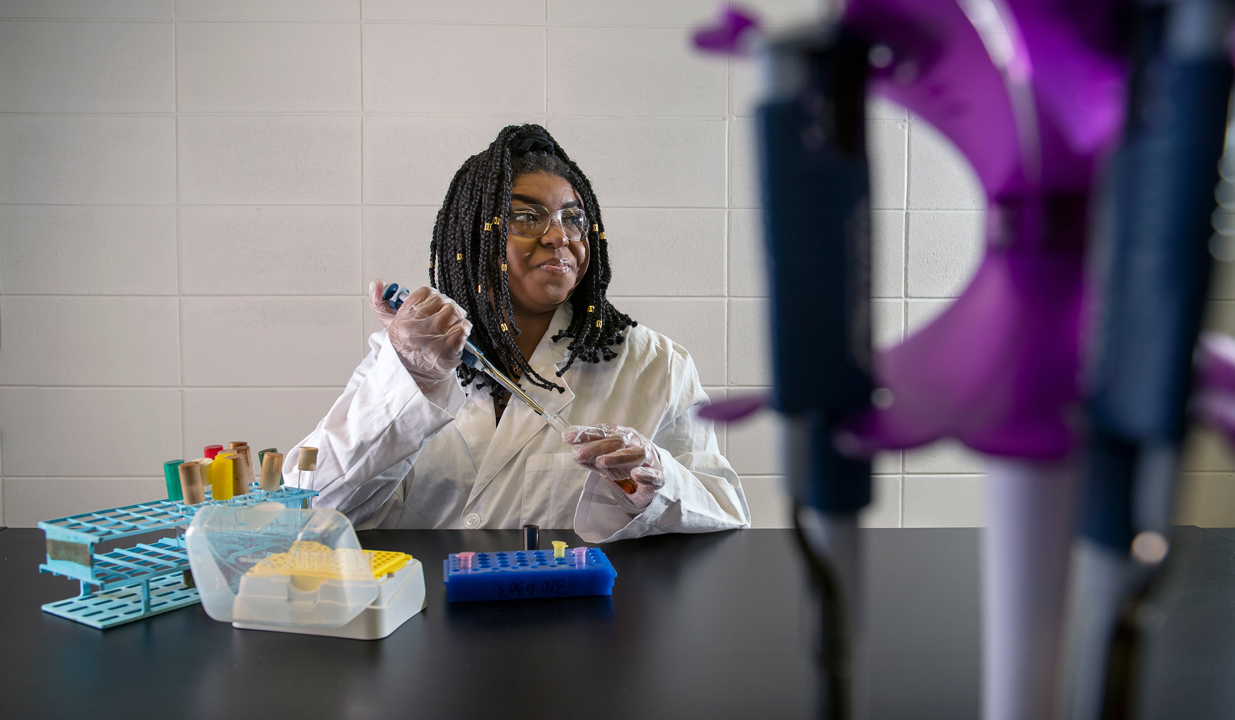 Ashley Thompson, pictured in a lab on the MSU campus.