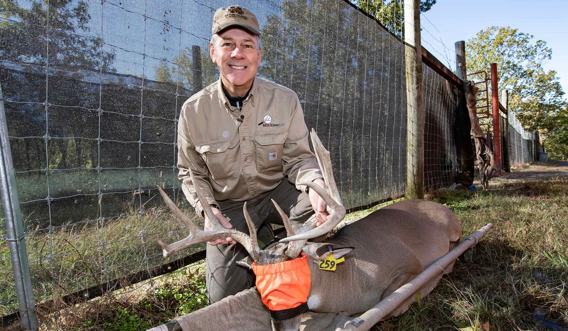 Steve Demarais, pictured leading a deer work-up at the MSU Forest and Wildlife Research Center.