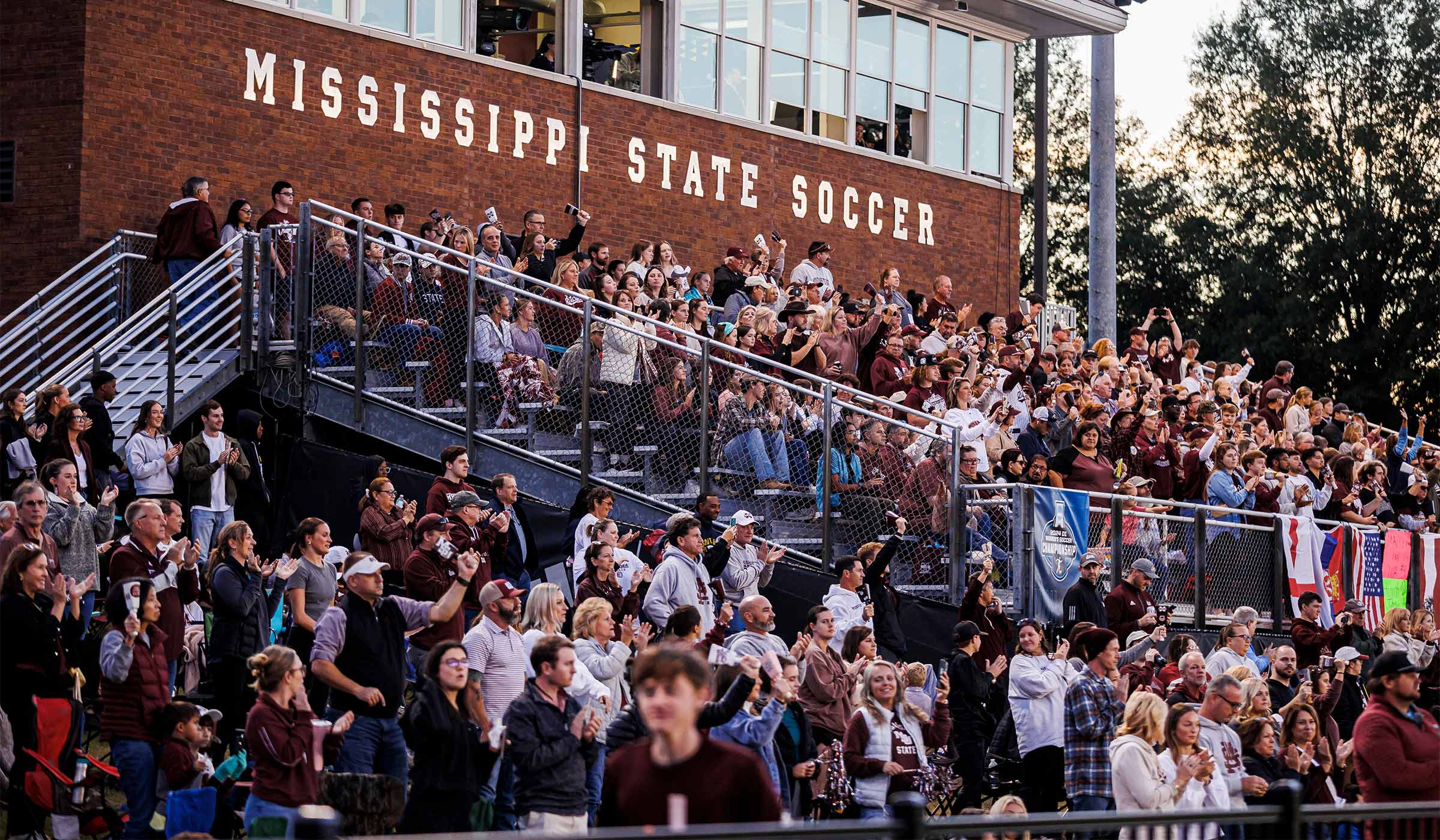 A crowd watching the NCAA Women's Soccer Tournament at MSU
