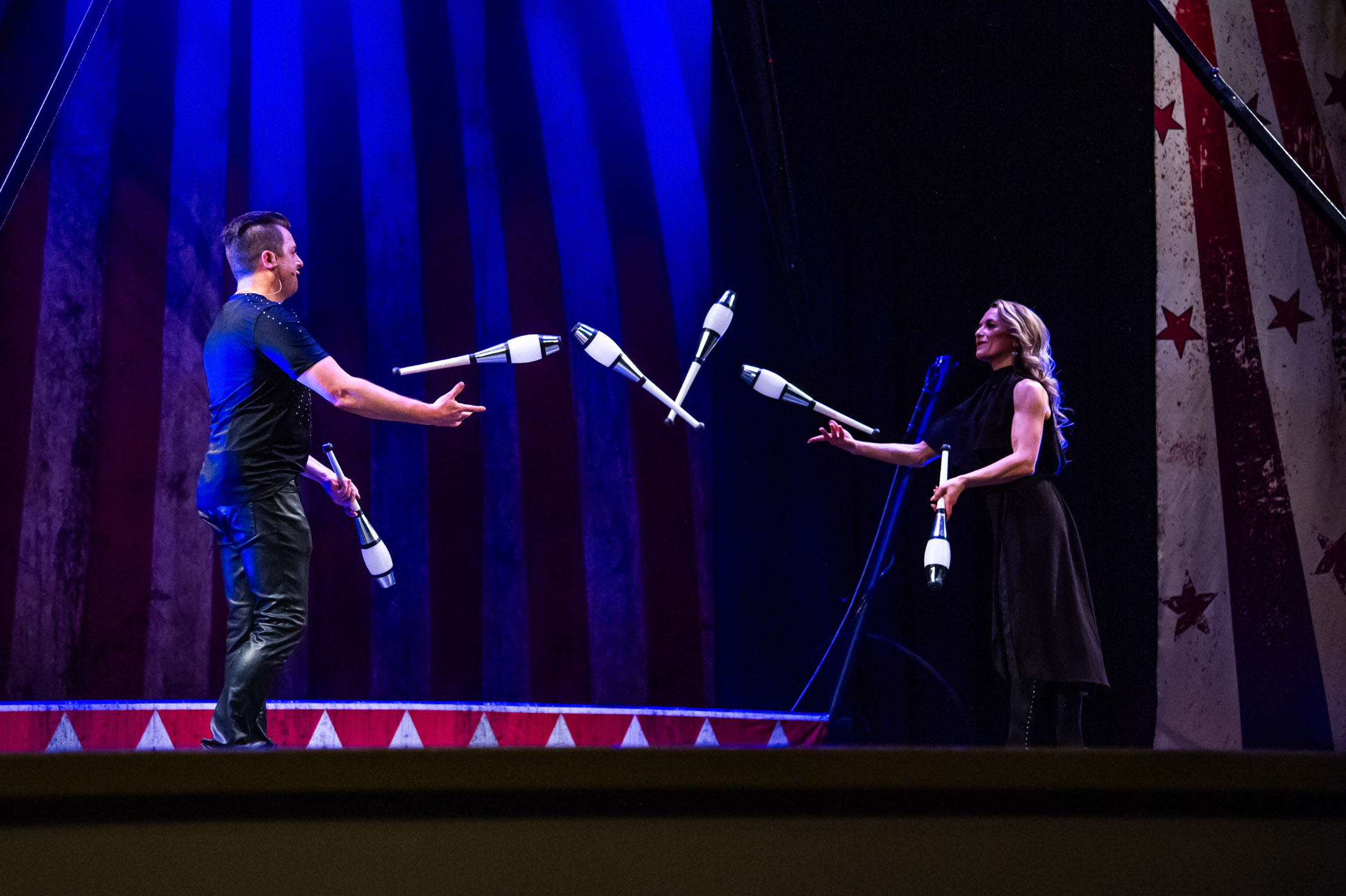 MSU Lyceum ticket holders and students can enjoy The Great DuBois: Masters of Variety, a high-energy two-person circus show for all ages. The performance features amazing acts like juggling, hula hoops, unicycles, aerial stunts, contortion, magic, and comedy. Recently featured in The Greatest Showman, The Great DuBois has appeared on Broadway's Pippin, The Tonight Show, Late Night with David Letterman, Britney Spears' World Circus Tour, and the movie Burlesque.