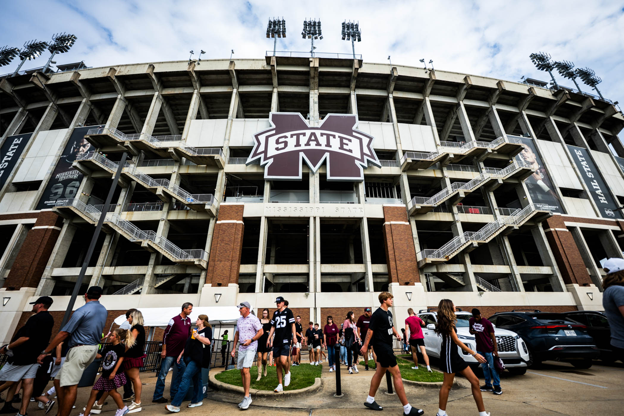 Bulldog fans make their way into Davis Wade Stadium last Saturday, gathering under the iconic maroon and white “M State” emblem to celebrate Saturdays in Starkvegas. MSU is back in action for the second home game of the season this weekend, taking on Alcorn State inside the nation’s second-oldest on-campus stadium. For full gameday information, visit hailstate.com.