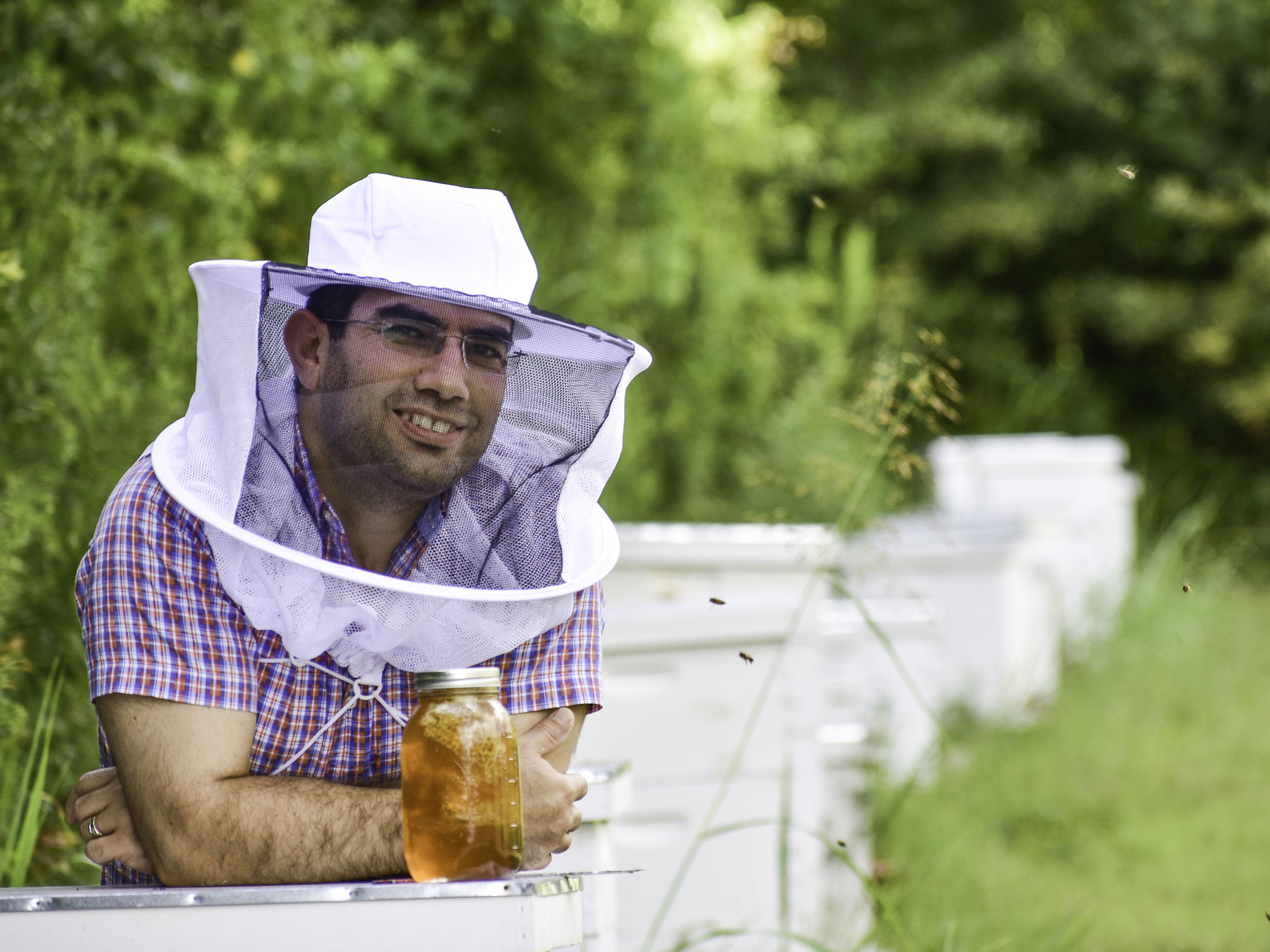 man in bee mask