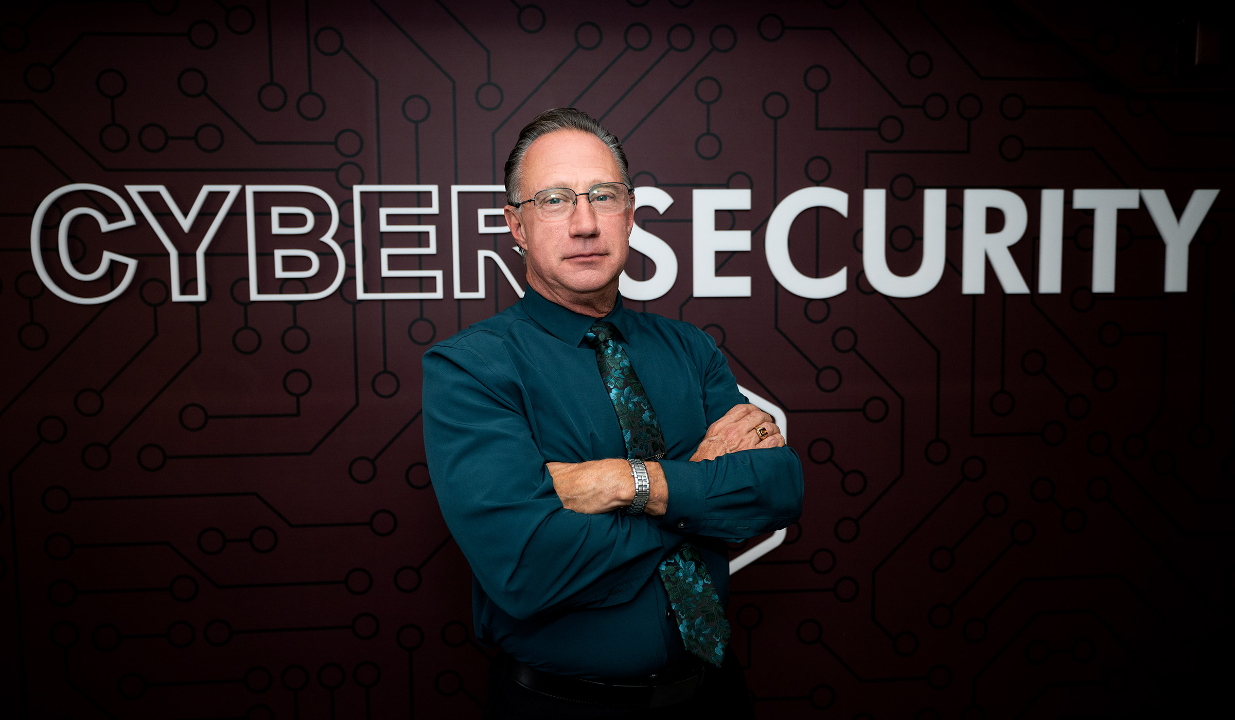 man standing in front of cyber security
