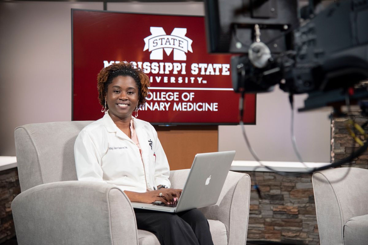 Brittany Moore-Henderson, pictured in a television studio.