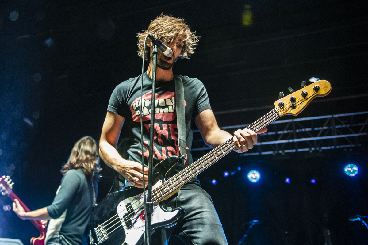 Lead singer for the All-American Rejects takes the stage during the 2018 Bulldog Bash concert on Main Street.