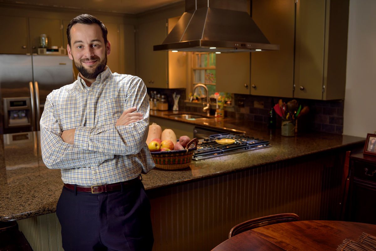 David Buys, pictured in a home kitchen.