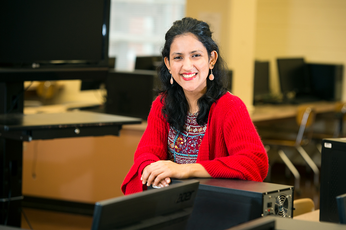 Meenakshi Das, pictured in a Butler Hall computer lab.