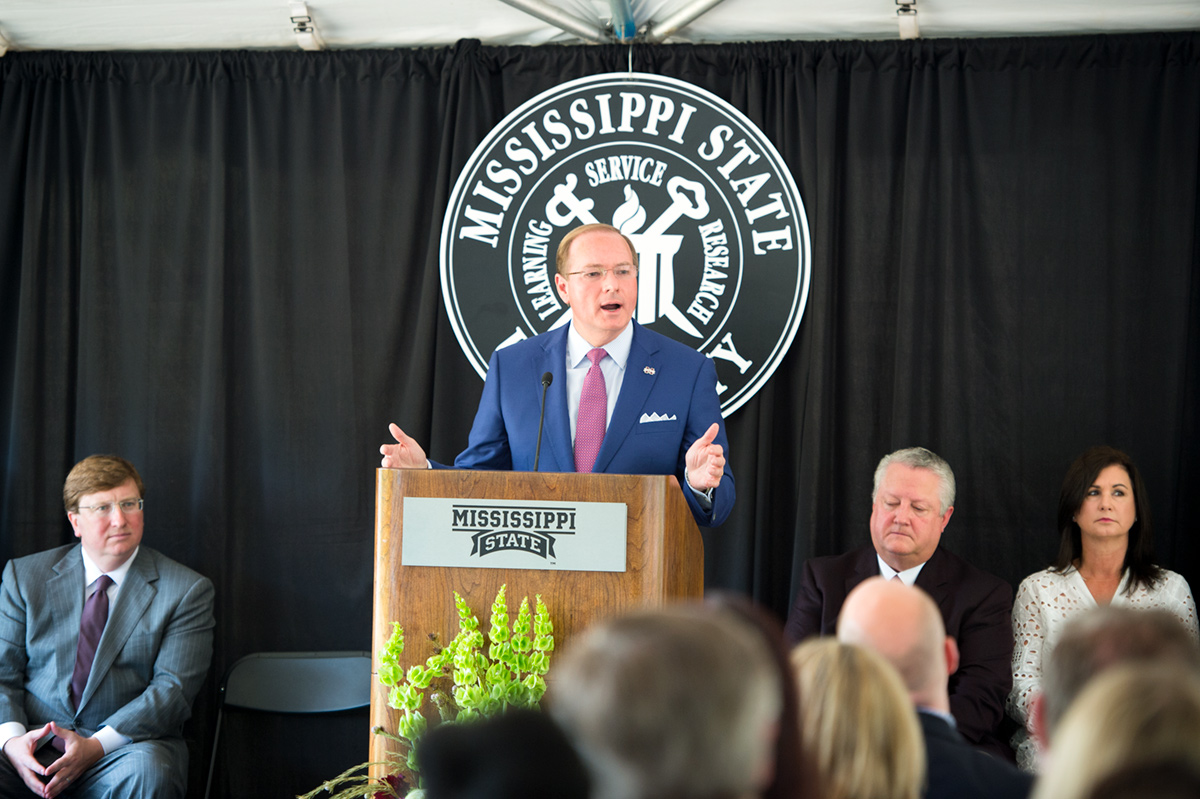 President Keenum speaks at the SOCSD/MSU Partnership School groundbreaking