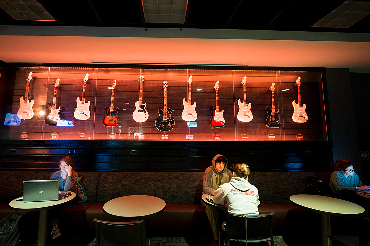 Students take a study break in the newly renovated Dawg House