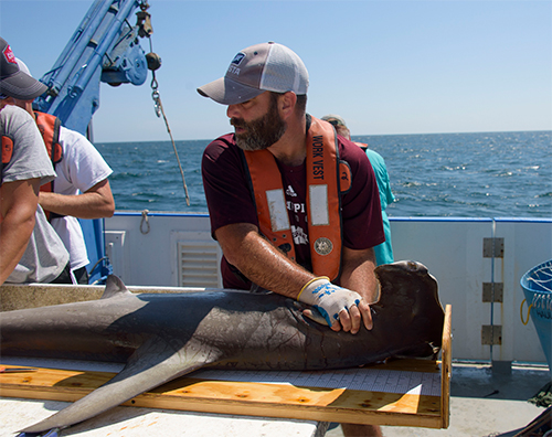 Marcus Drymon with a shark 