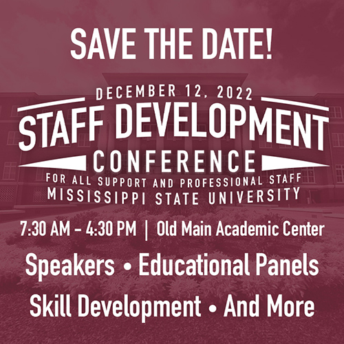 Save the Date! promotional graphic for MSU Staff Conference