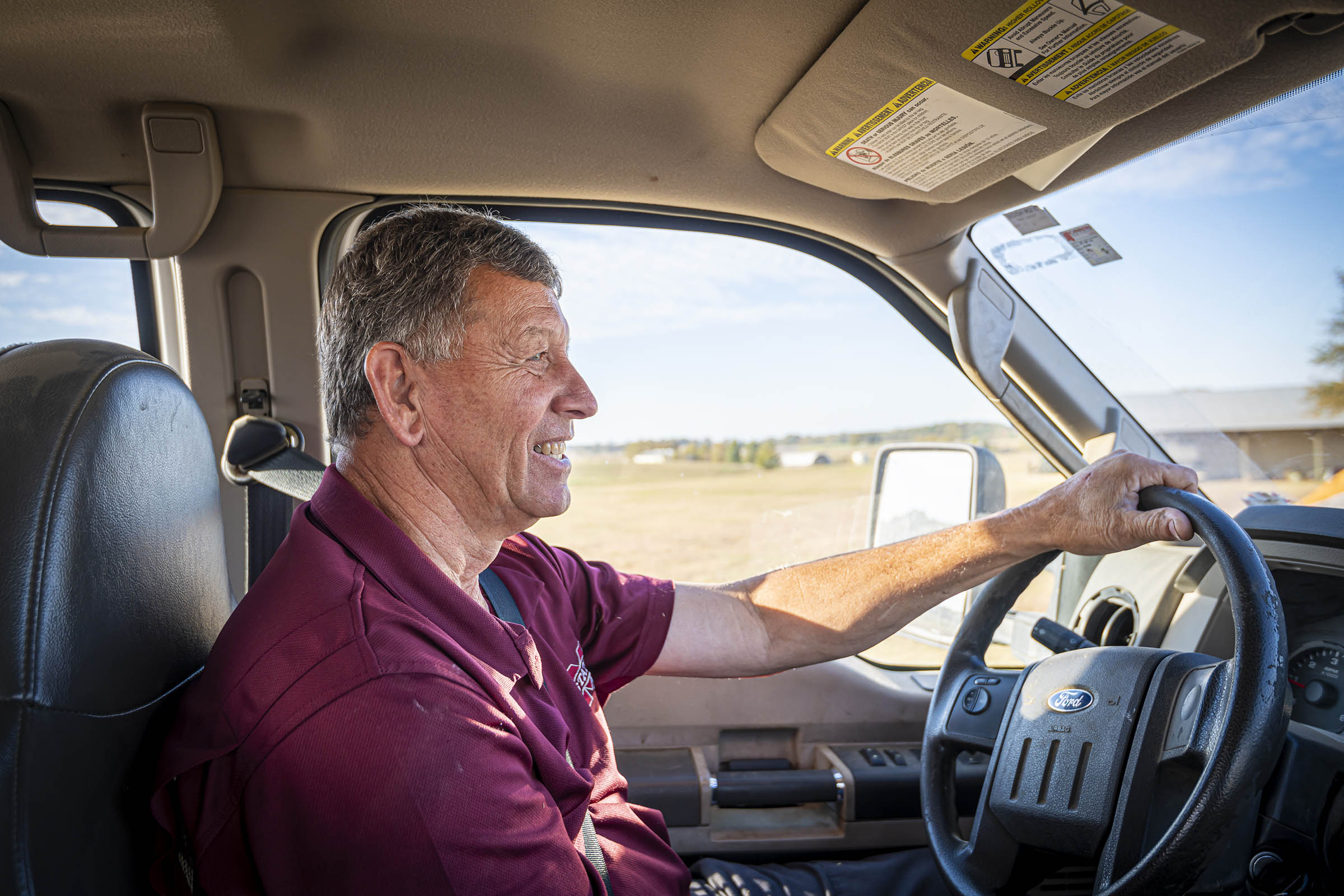 Sammy Jones, pictured driving his truck on South Farm