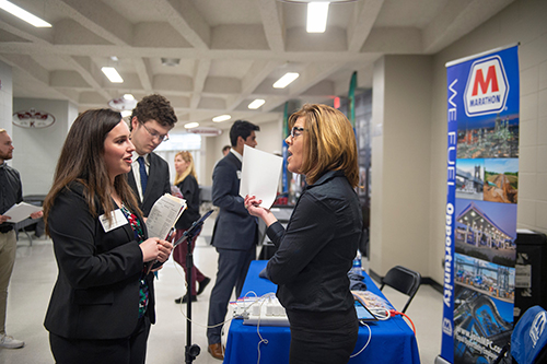 On Tuesday and Wednesday [Jan. 29 and 30] at Humphrey Coliseum, Mississippi State University’s Career Days will provide students and alumni with opportunities to network and discuss career goals with more than 150 employer representatives from around the country. (Photo by Megan Bean)