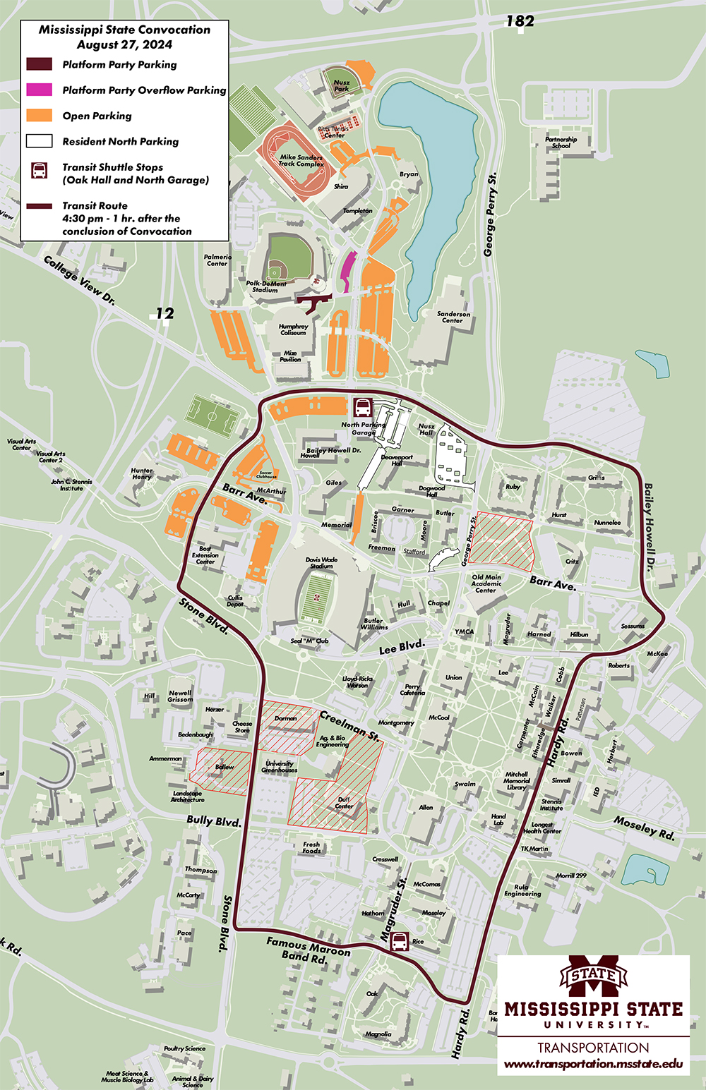 Fall 2024 Convocation Transportation Map