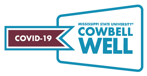 Maroon and teal Cowbell Well logo