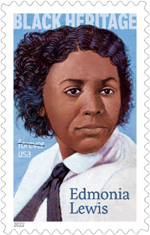 Edmonia Lewis Commemorative Forever postage stamp featuring original artwork by MSU Associate Professor Alex Bostic