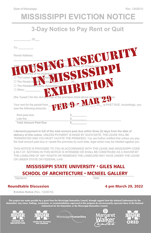Housing Insecurity in Mississippi Exhibition promotional poster