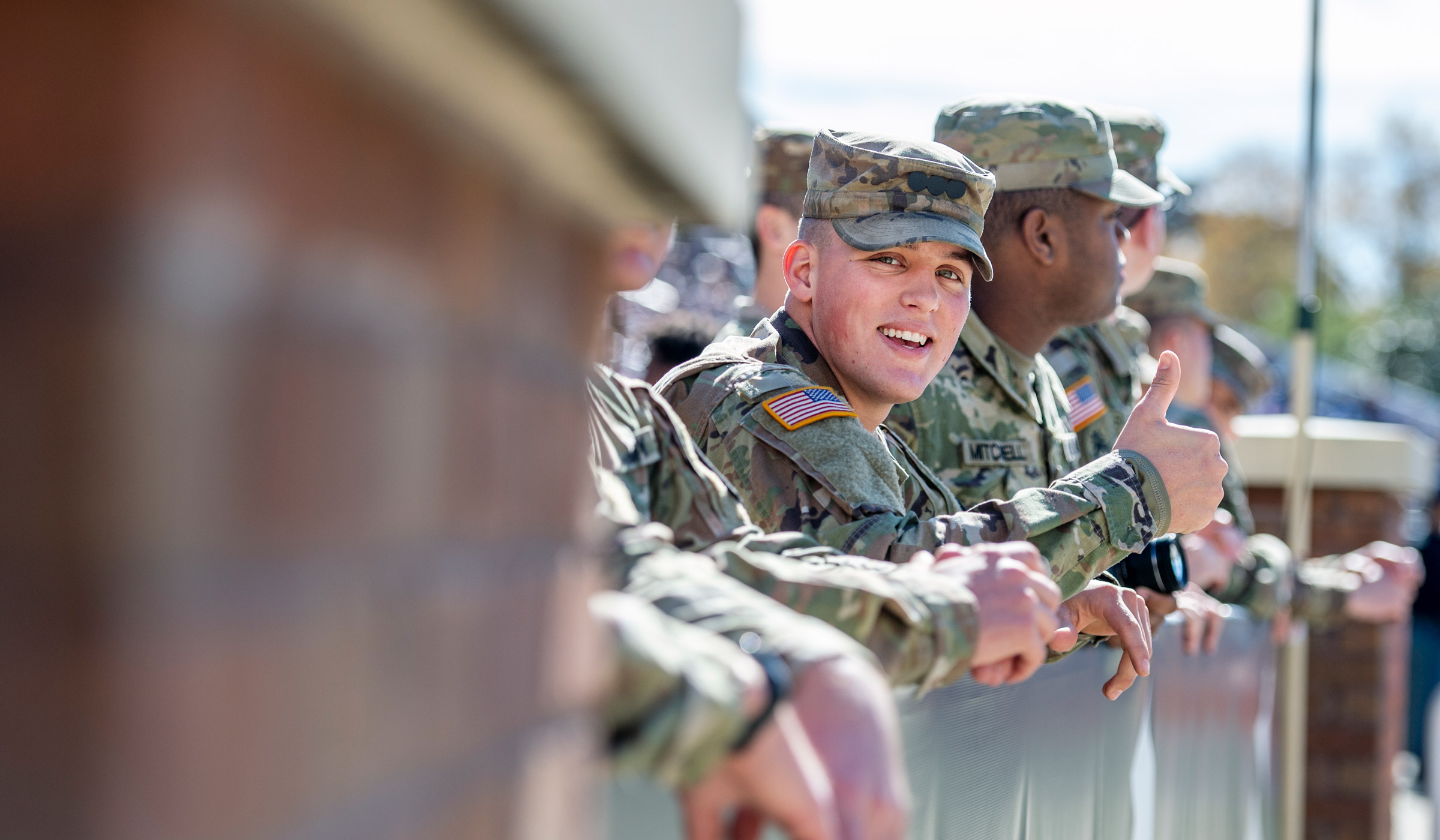 Colby Marlow, pictured in ROTC uniform at an MSU football game.