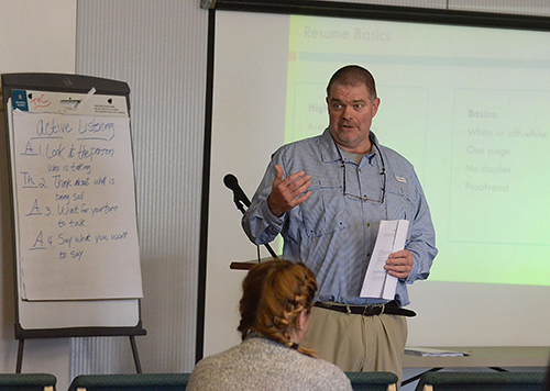 MSU Professor of Sociology David May gives a presentation at the Noxubee Community Work Center. (Photo by Vickie King, MDOC)