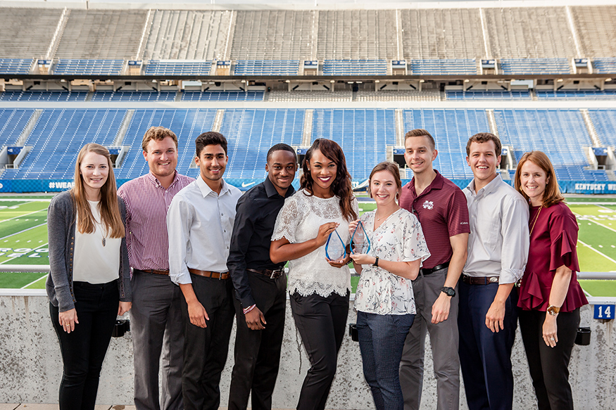 MSU’s Student Association recently took home “Student Government of the Year” and “Outstanding Service to Diversity/Inclusion” awards during the 2018 Southeastern Conference Exchange held at the University of Kentucky. Pictured from left to right are Amelia Rogers, associate director of MSU’s Center for Student Activities; Alex Bedwell of Starkville, SA treasurer; Arman Borazjani of Starkville, SA director of policy; Dee Stegall of Tupelo, SA deputy chief of staff; Mayah Emerson of Meridian, SA president; Carley Bowers of Collierville, Tennessee, SA secretary; Charles Provine of Brandon, SA chief of staff; Jake Manning of Ridgeland, SA vice president; and Center for Student Activities Director Jackie Mullen. (Photo submitted)