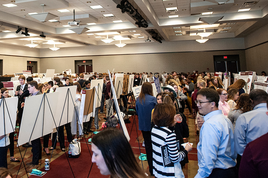 Hosted by the Mississippi State’s Judy and Bobby Shackouls Honors College, the recent Spring Undergraduate Research Symposium received more than 200 submissions from students conducting faculty-guided research in arts and humanities, biological sciences and engineering, physical sciences and engineering, and social sciences. (Photo by Logan Kirkland)