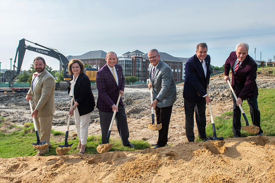 MSU officials break ground on a new 500-space parking garage. 