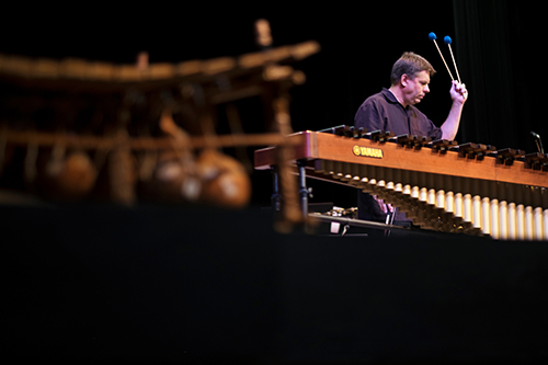 MSU Professor Robert Damm, performing on the marimba