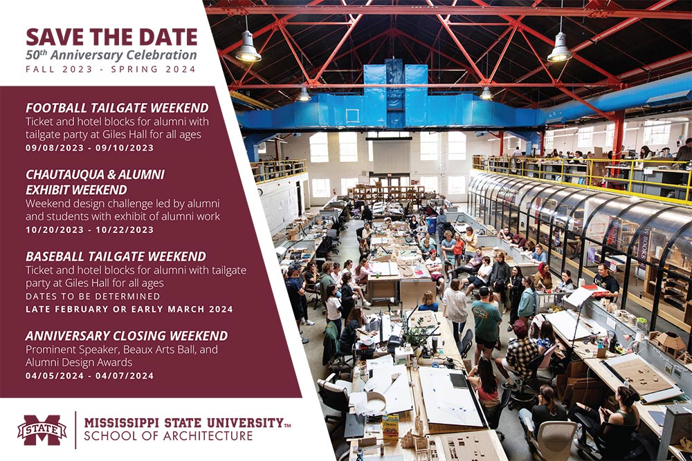 School of Architecture anniversary events graphic