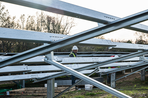 MSU solar farm construction photo