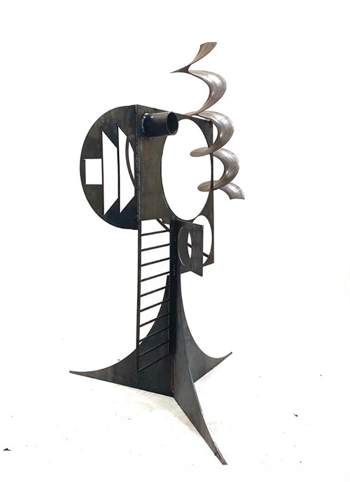 A Sculpture by Earl Dismuke, Easy Does It. Welded steel. 