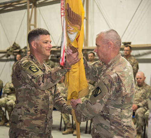 Maj. Kenneth V. Anthony, left, assumed duties from Lt. Col. Christopher W. Cooksey as battalion commander during a Tuesday [Jan. 1] change of command ceremony.  (Photo submitted) 