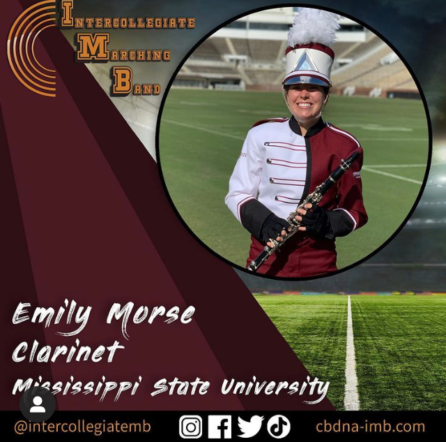 Emily Morse, a senior clinical exercise physiology major playing clarinet.