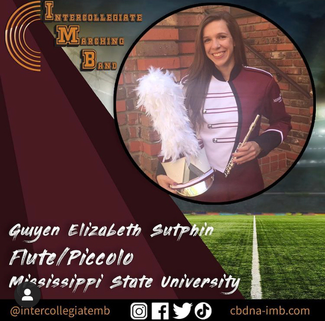 Gwyen Elizabeth Sutphen, a fall business administration graduate and a graduate student in information systems playing flute/piccolo.