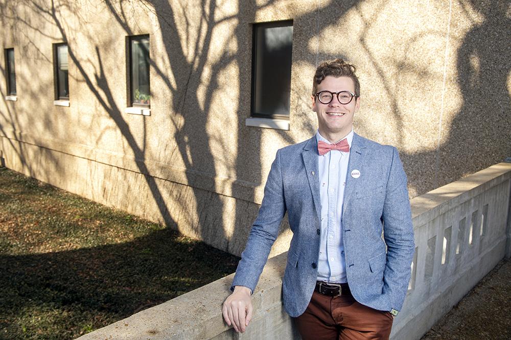 MSU's Shawn Lambert poses outside of the Cobb Institute.