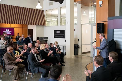 MSU President Mark E. Keenum speaks during the Oct. 21 celebration of the university's new Interprofessional Simulation Program