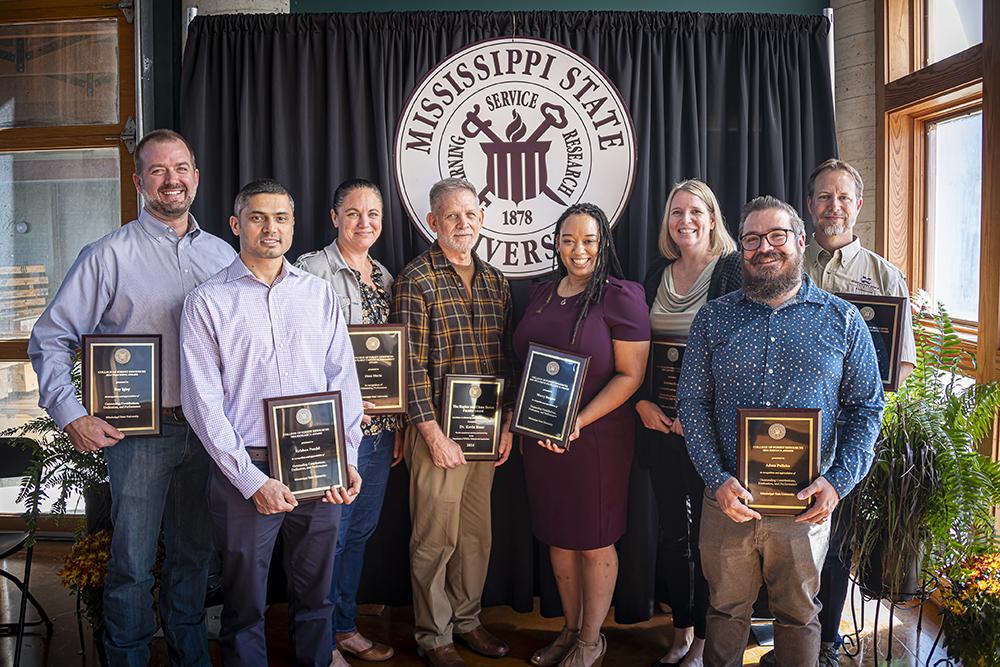 Mississippi State College of Forest Resources faculty honorees pose with their awards.