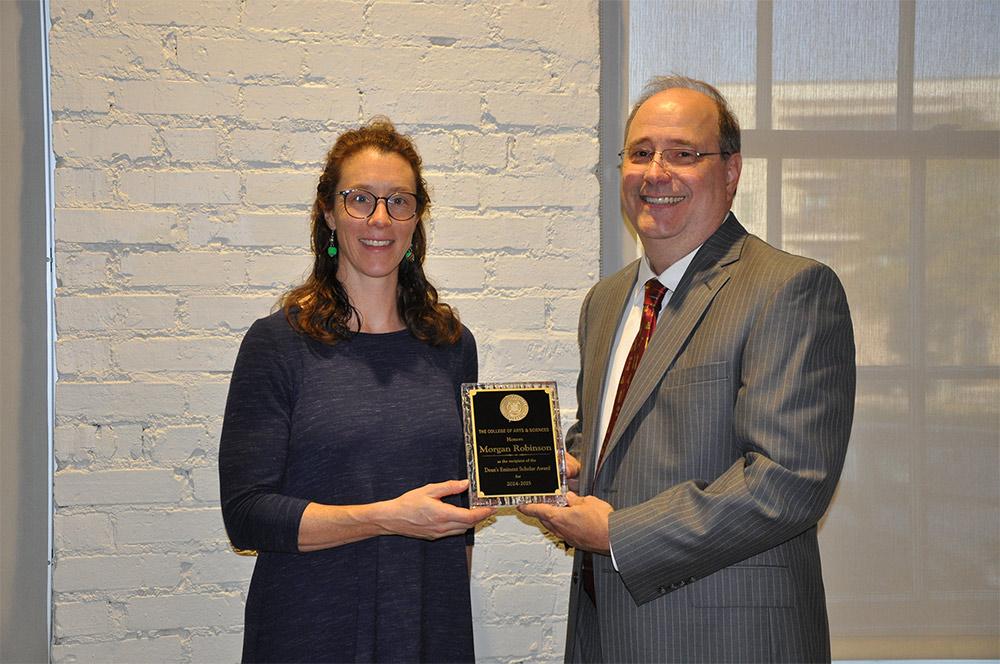 Morgan J. Robinson, associate professor of history and director of MSU’s Institute for the Humanities, with College of Arts and Sciences Dean Rick Travis