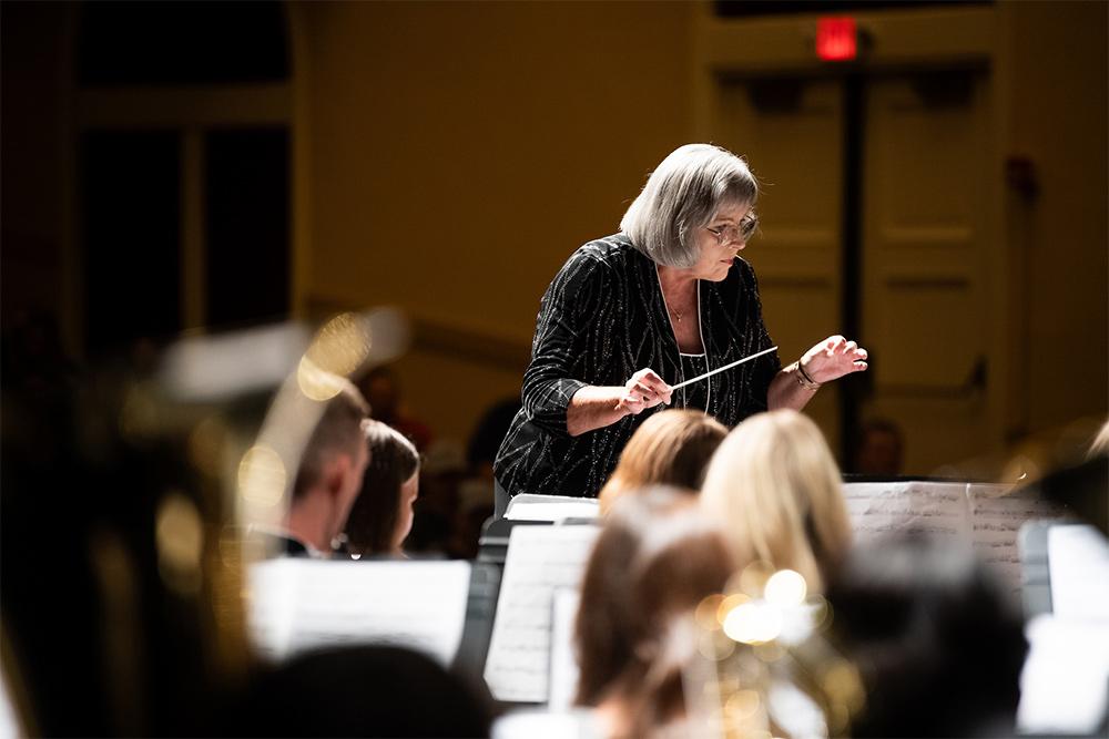 Mississippi State’s wind ensemble, part of the university’s Famous Maroon Band under the direction of Elva Kay Lance