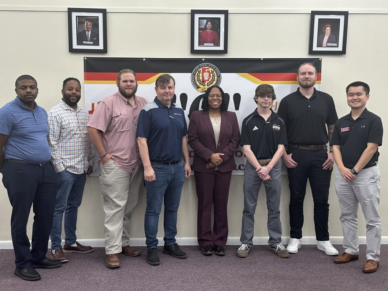 School personnel are pictured with MSU cybersecurity team members who performed risk assessments for various school districts.