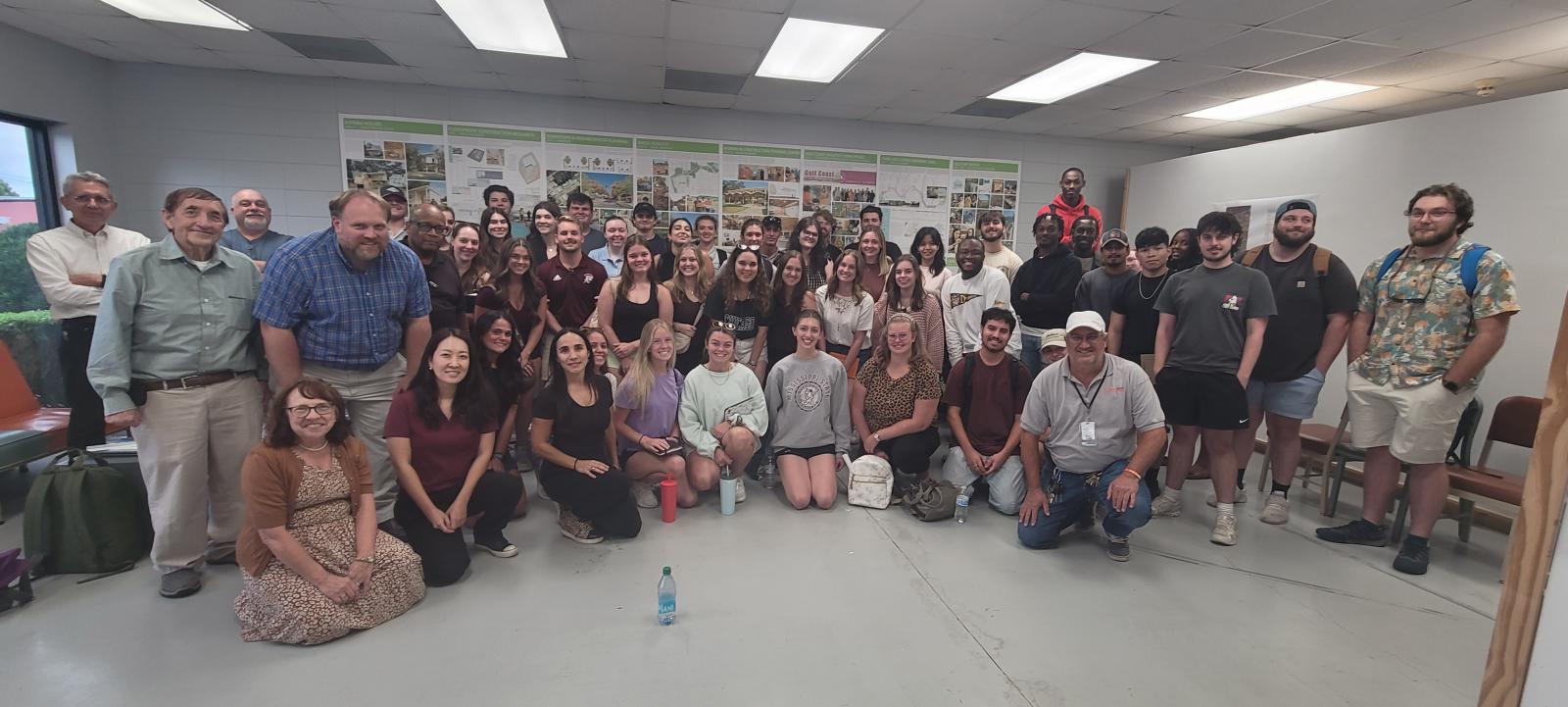 MSU architecture and landscape architecture students involved in the Gulf Coast Interdisciplinary Studio project are pictured with partners and members of a focus group after a meeting in East Biloxi.