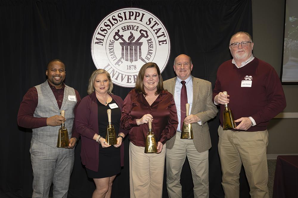 Pictured from left are alumni chapter representatives Jonathan Jackson, Newton County Chapter; Tish Jones, Greater Cincinnati-Dayton, Ohio, Chapter; Ashley McArthur, George-Greene Chapter; Richard Cannon, Mississippi Gulf Coast Chapter; and John Graham, Atlanta, Georgia, Chapter.