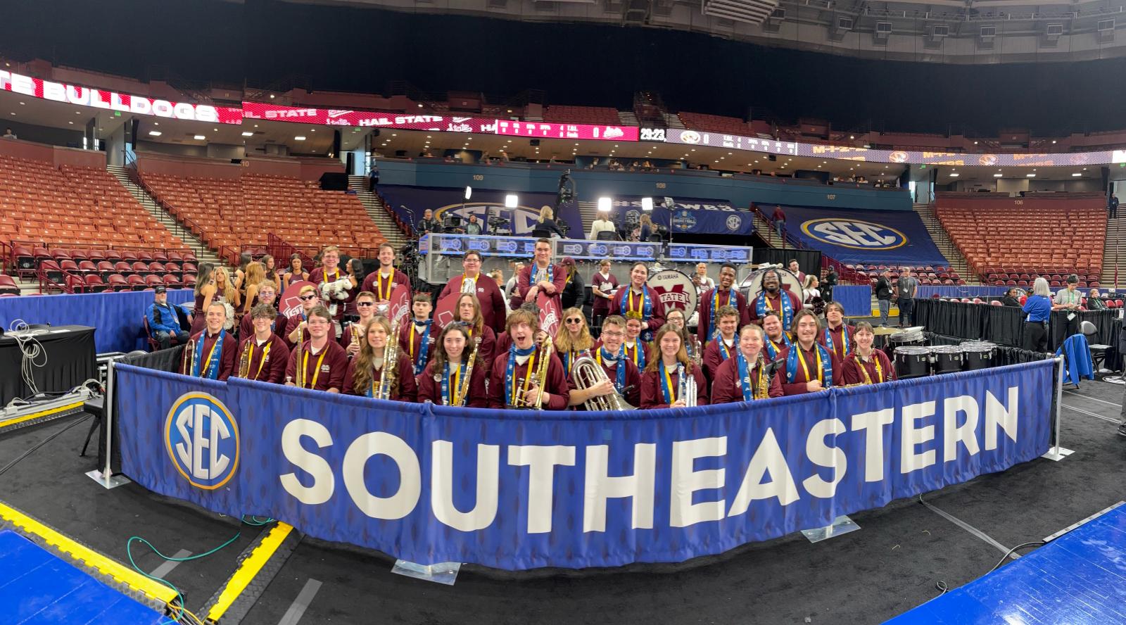After performing at the SEC Tournament, the MSU women’s basketball pep band, under the direction of Cliff Taylor, heads to Los Angeles to support the team in the first round of the NCAA Tournament as the Lady Bulldogs face California on Saturday [March 22] at 4:30 p.m. CT.