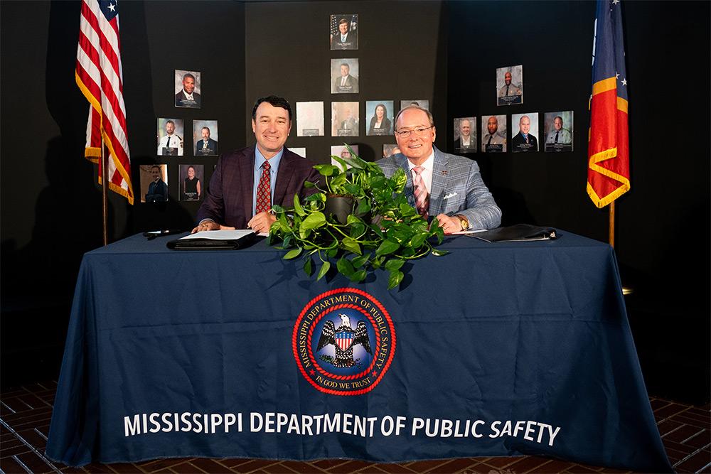 Public Safety Commissioner Sean J. Tindell, left, and Mississippi State University President Mark E. Keenum signed a Memorandum of Agreement today [April 17].