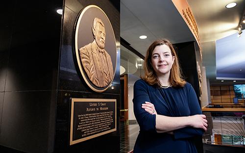Anne Marshall, executive director of MSU's Ulysses S. Grant Presidential Library, poses in Mitchell Memorial Library..