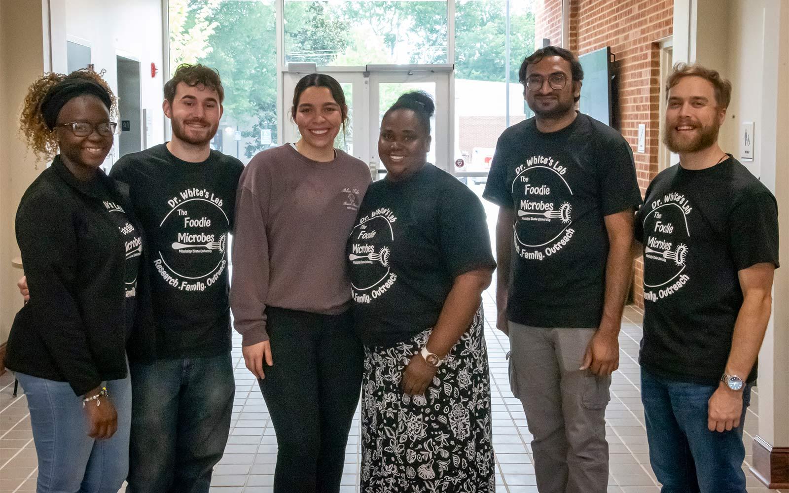 MSU student and faculty team members, from left, Kenisha Gordon, Wes Rainey, Krystell Charles, Shecoya White, Ajay Kumar Yenduri, and Kyle Sharpe. (Photo by David Ammon)