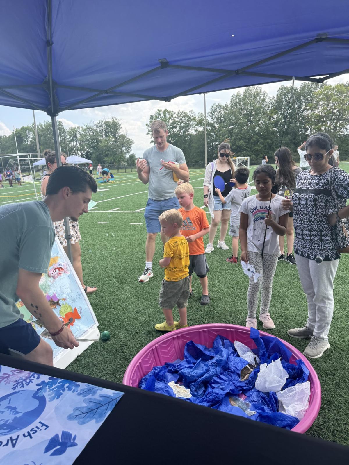 Family Field Day event with Fishing Around the World tent