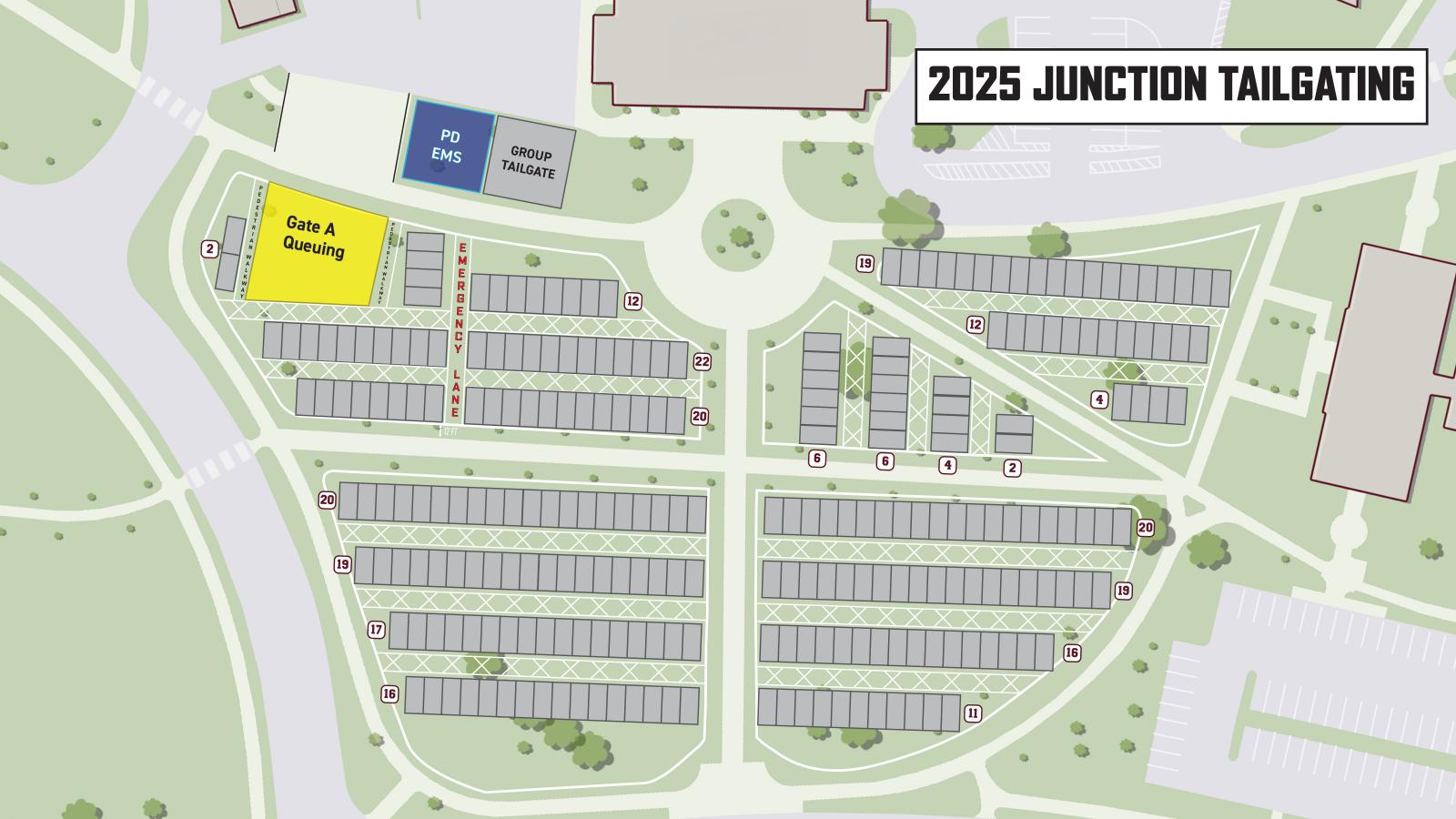 Diagram of Southern Tradition tailgating tents in The Junction