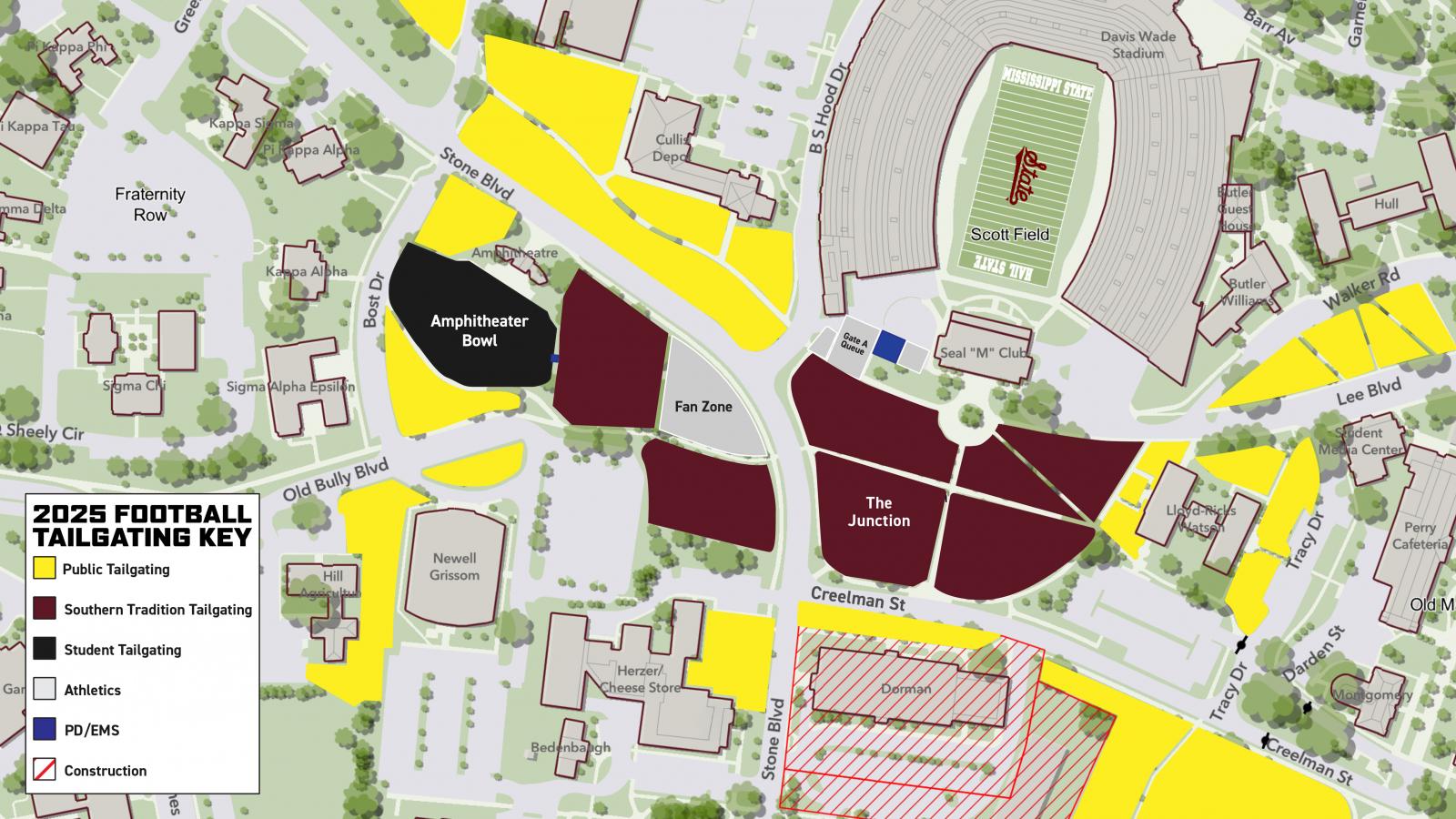 Updated tailgating plan map for 2025